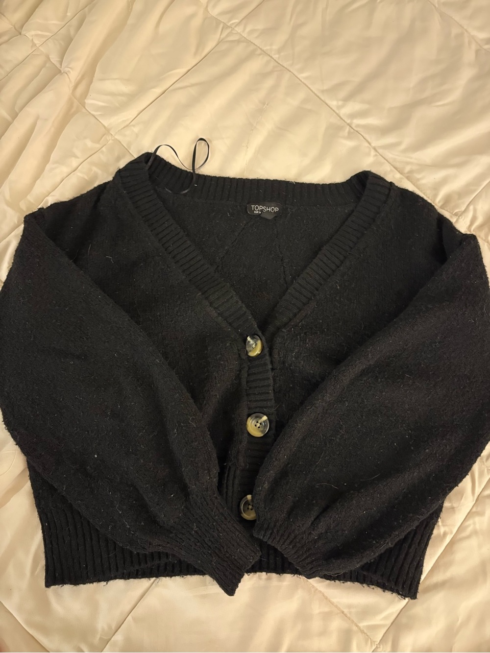 Topshop Black V-Neck Button Cardigan Sweater